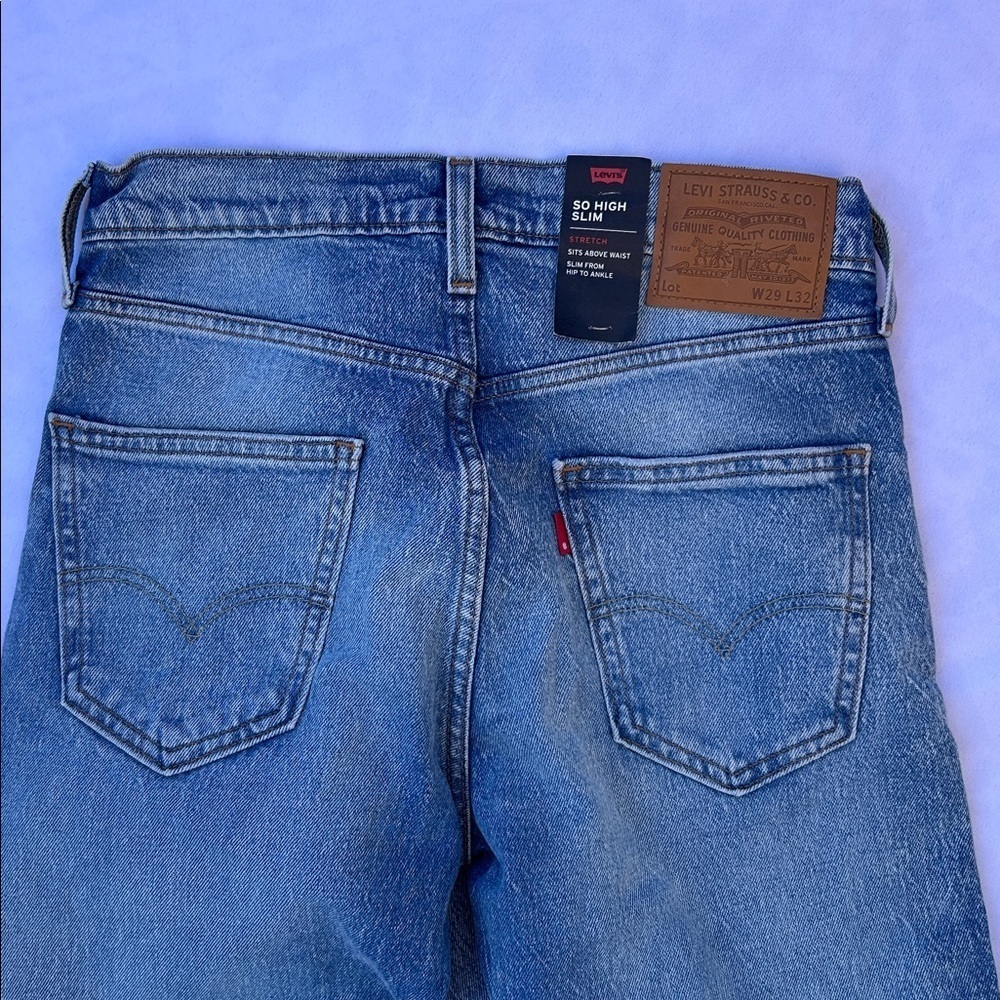 Levi's Men's Light Blue So High Slim Jeans Distressed - Picture 2 of 6